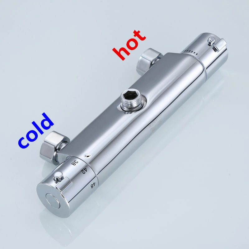 Chrome Finish Thermostatic Shower Faucet Bathroom Thermostatic Mixer Tap Hot And Cold Mixing Valve Bathtub Faucet