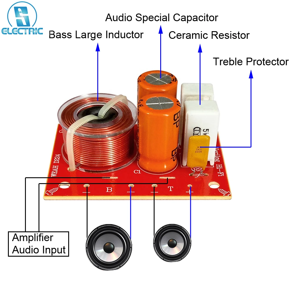Altoparlante Crossover Alto E Basso 2 Divisori Potenziati Bass Dip Sound Quality Booster