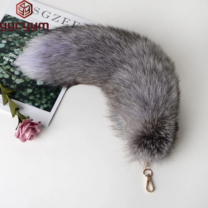 

2024 New Fashion Fox Tail Keychain Wolf Tail Fur Tassel Bag Tag Black And Brown Pom Pom Charm Keyring Holder Strap Chain Gifts