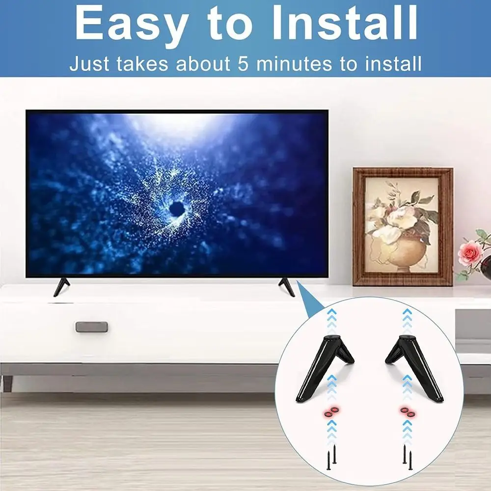 교체용 미끄럼 방지 TV 스탠드, 나사 없이 조립 가능, 강력하고 견고한 지지대, TCL/Roku용 TV 스탠드 다리