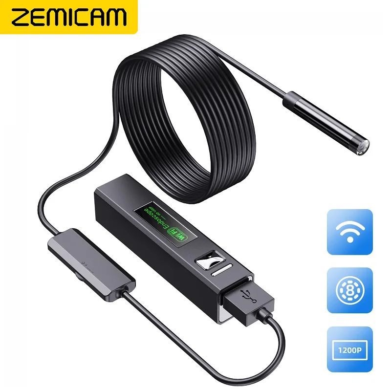 Endoscope camera mini camera wifi camera Wifi Endoscope Camera Car Inspecton Borescope 8MM 2.0MP Mini Wireless Endoscopy Waterproof 8 LEDs for Iphone Androids Phones PC
