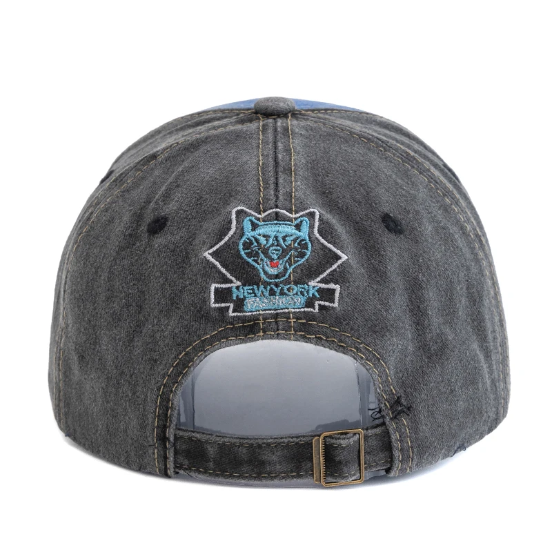 New Unisex Washed Cotton Baseball Cap Leopard Head Embroidery Cap Male Streetwear Dad Hats For Outdoor Camping Hiking Fishing