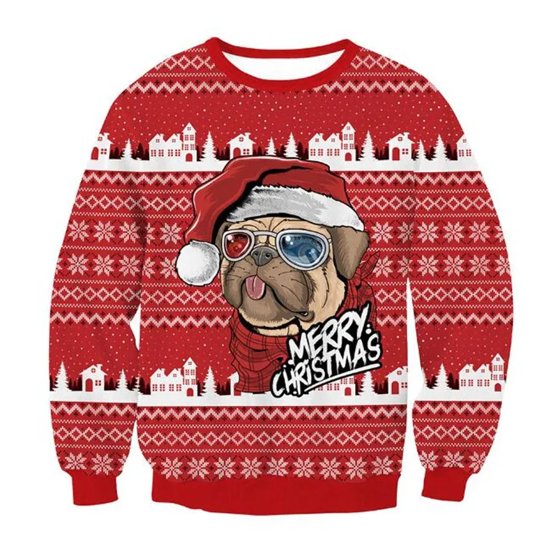 New Christmas Sweaters Green Jumpers 3D Funny Printed Holiday Party Xmas Sweatshirt for Party Birthday Xmas Sweatshirt 2