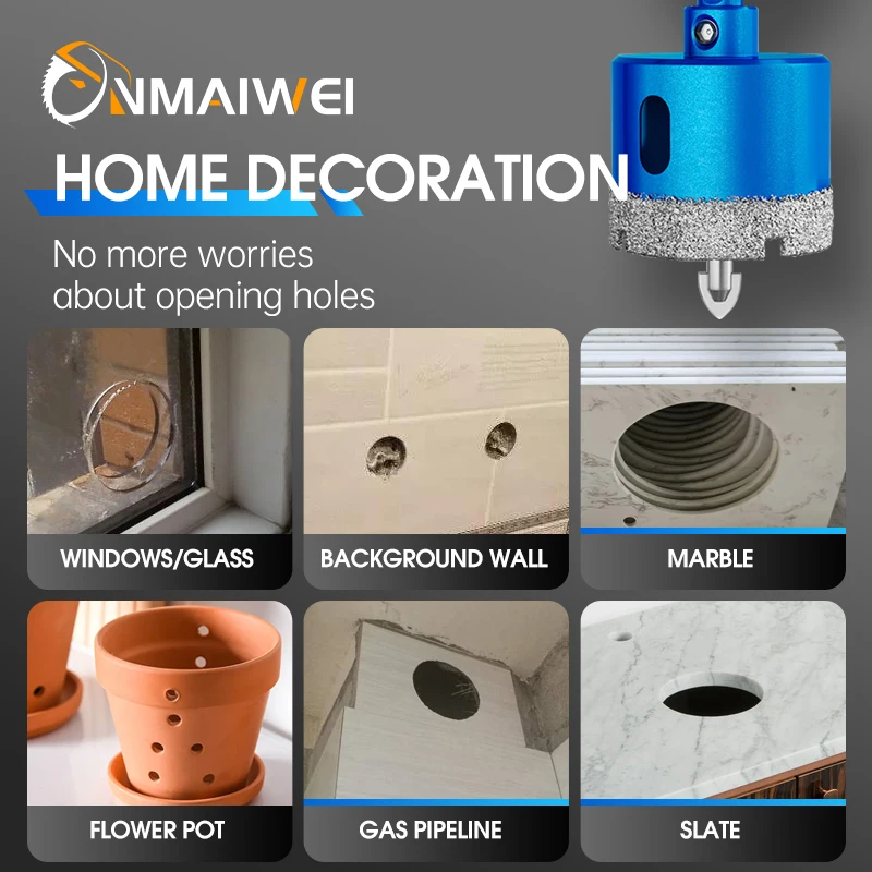 Diamond Coated Hole Saw Set for Glass, Marble, Granite, Stone, and Porcelain