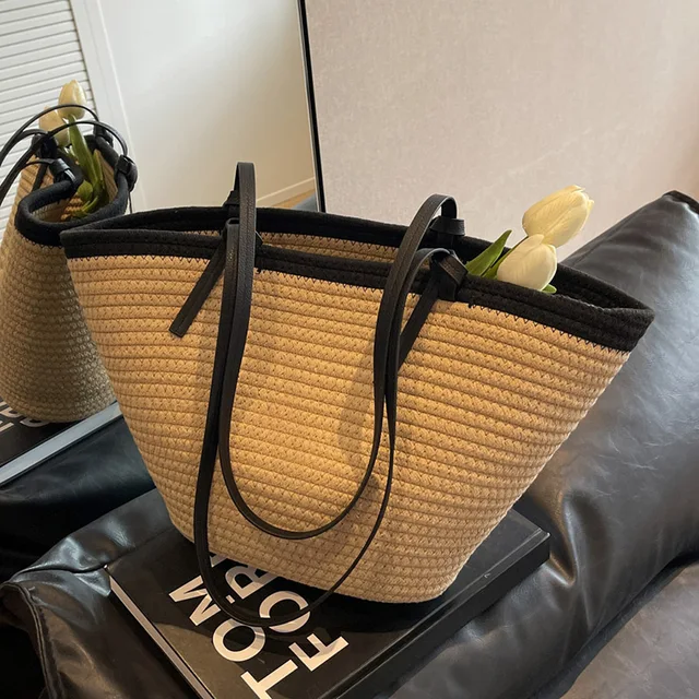 Borse Casual da donna eleganti in corda di cotone lavorate a