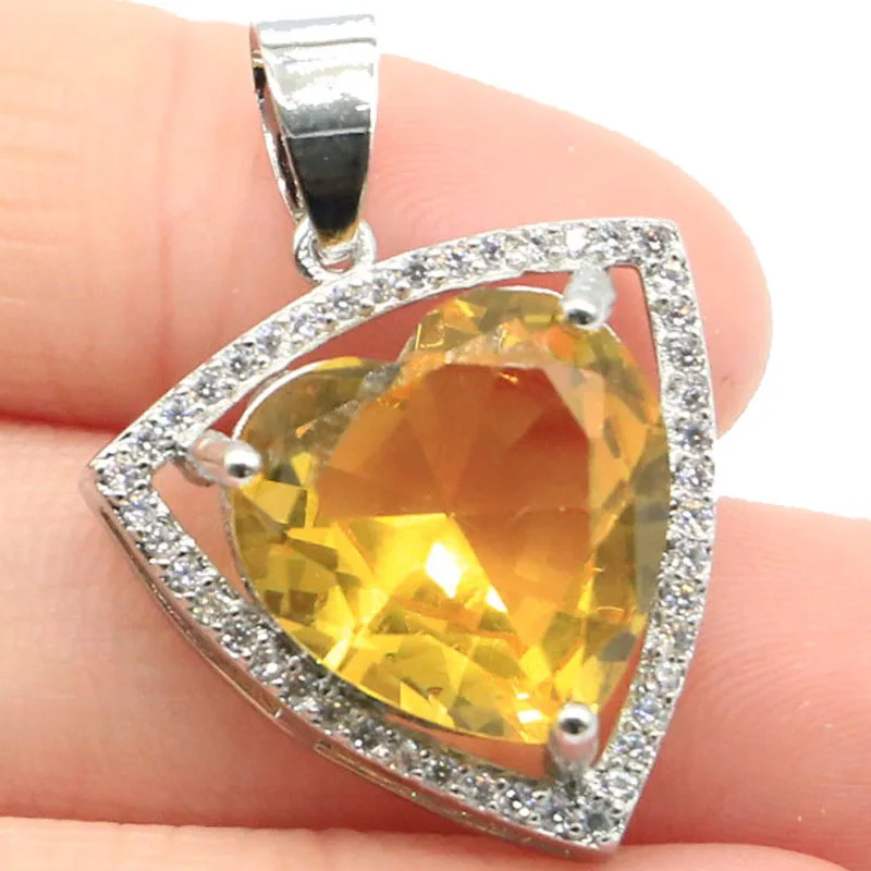 

5g Real 925 Solid Sterling Silver Pendant Romantic Emerald Citrine Peridot Kunzite Tourmaline Green Amethyst CZ Bride Wedding