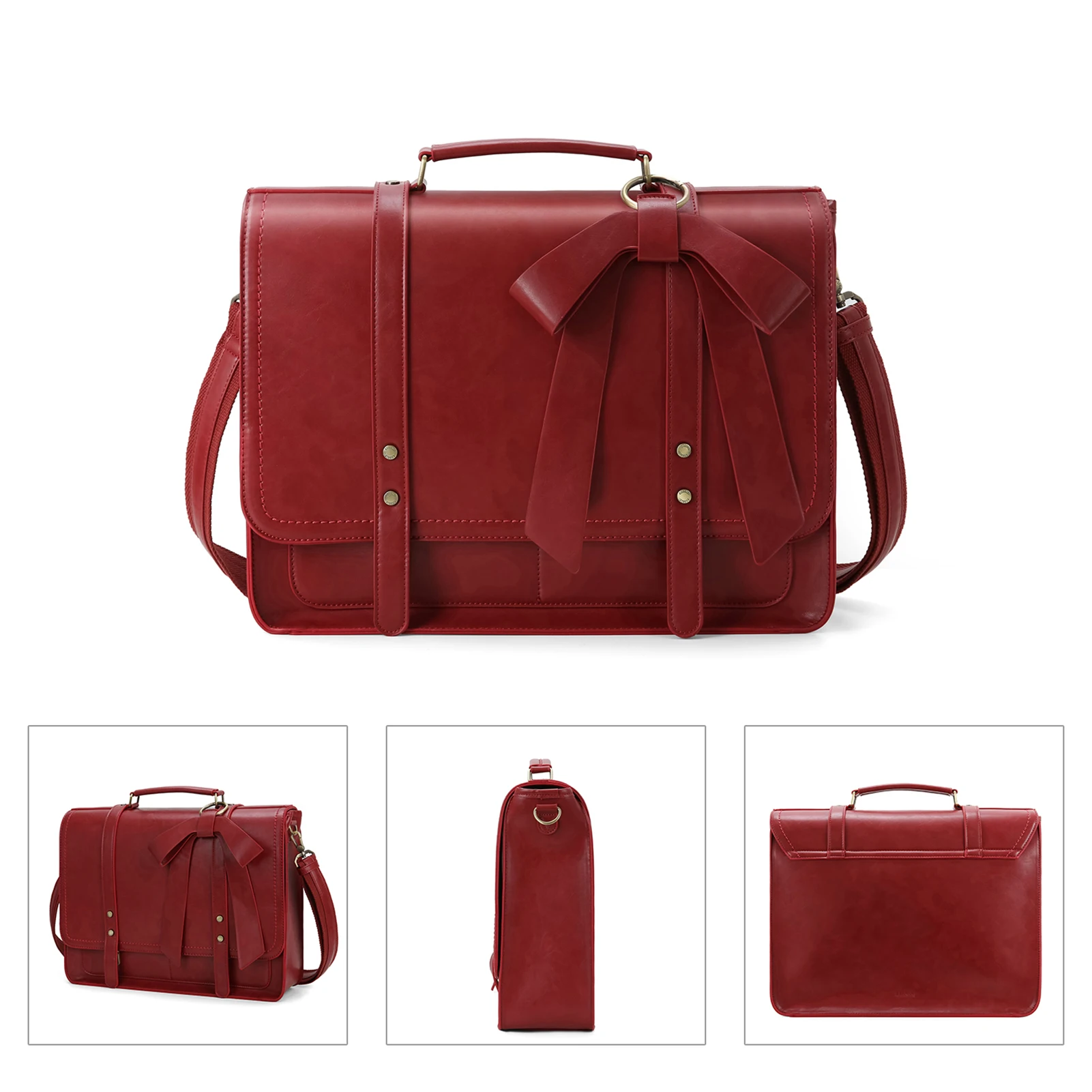 Ecosusi-pu Leather College Shoulder Bolsa para as Mulheres Maleta para Mulheres Laptop Bolsa Adequado para 156 Mochila - Imagem 6