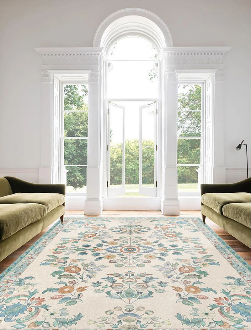 European style Crystal Velvet Carpets Modern Living Room Sofas Coffee