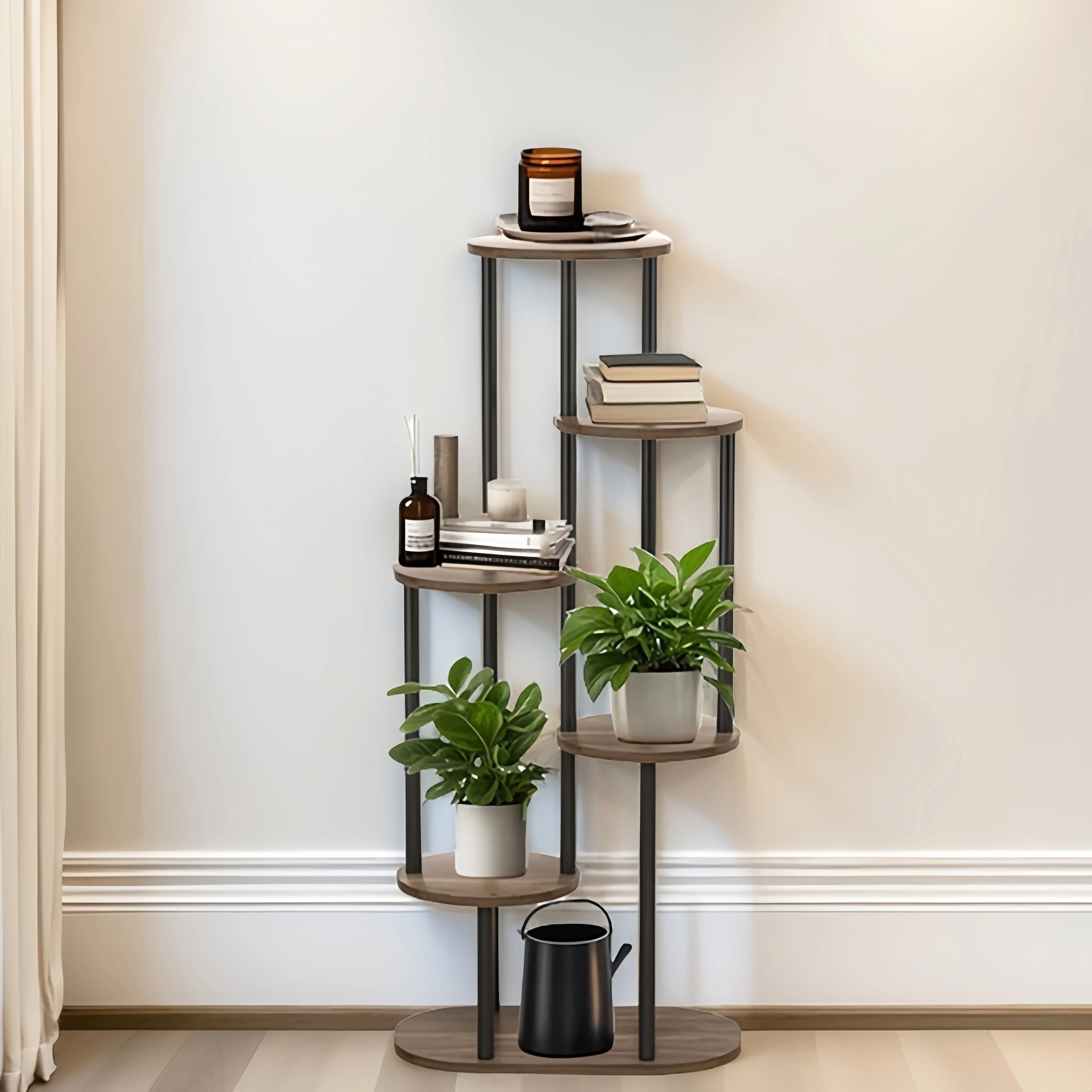 Plant Stand With Tiered Shelves - Indoor/Outdoor Display Rack For Garden, Patio & Home - Brushed Texture Multi-Functional Shelf - 1