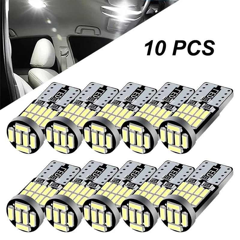 10 шт., лампы T10 W5W 194, Canbus 12 В 4014-26SMD 7000K