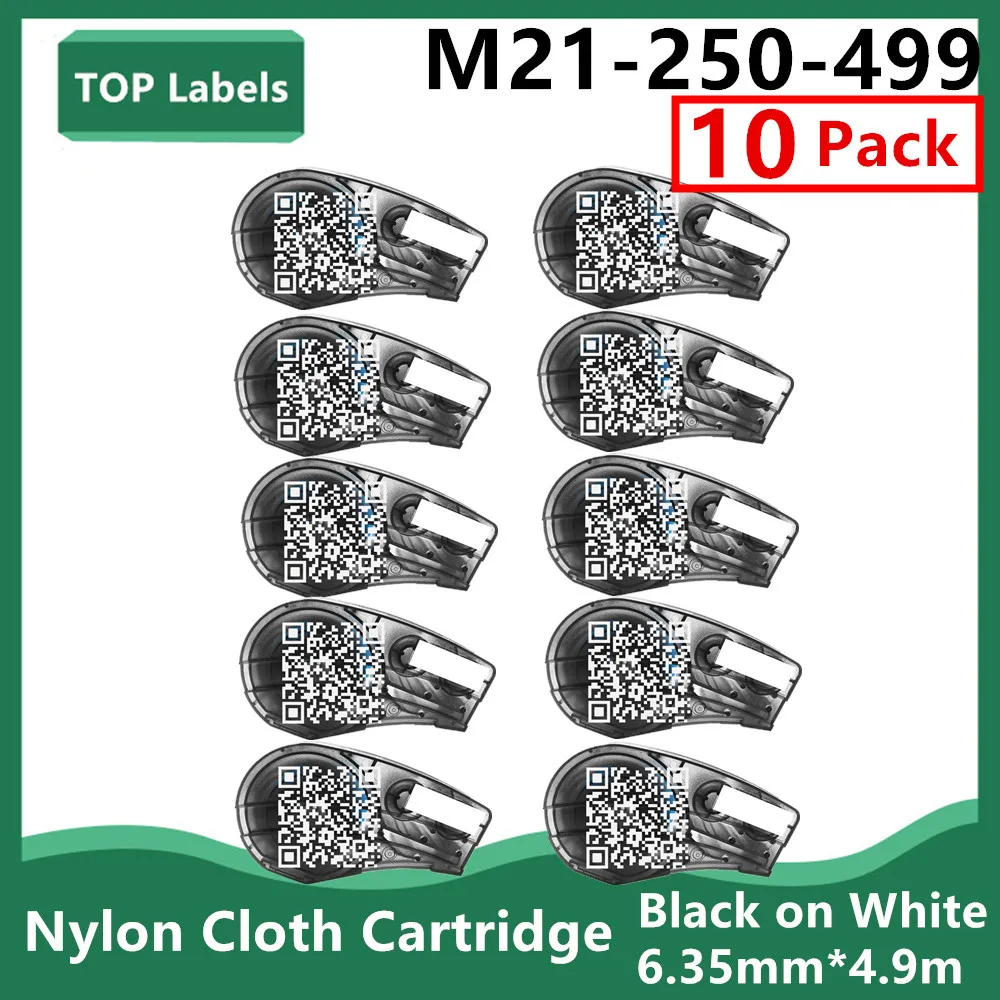 

10PK M21-250-499 Multi-Purpose Nylon Cloth TAG for General Identification,Wire Marking,Laboratory Labeling,Black on White 6.35mm