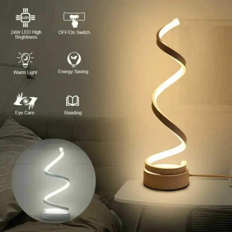 

LED Spiral Table Lamp Modern Minimalist Dimmable USB Powered Led Lamp Cool White Warm White Light For Living Room Bedroom
