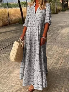 2024 AliExpress cross-border autumn and winter beautiful beauty, new dress loose retro fashion collar Korean long 1