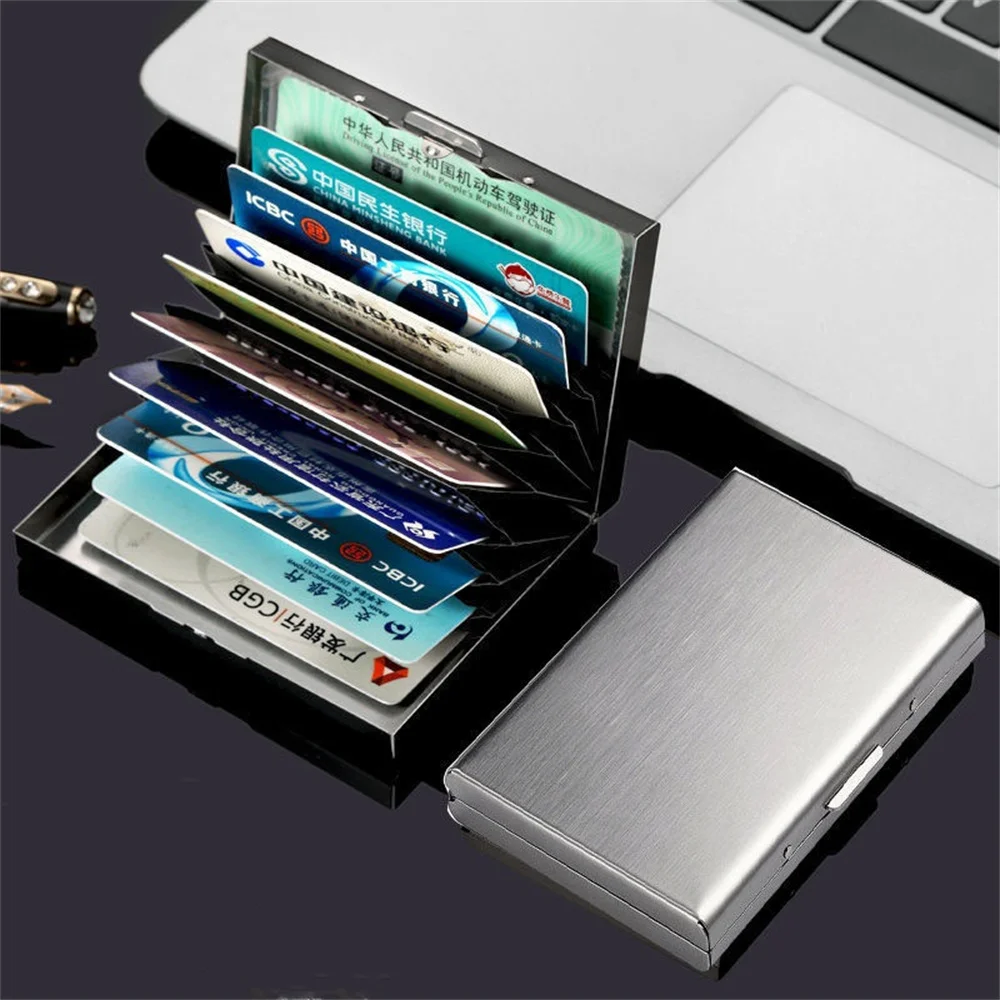 ID Cardholder Fashion 6/10Card Slots Card Holder Stainless Steel Case Anti-demagnetization Box Portable Organizer Protector