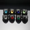 Punk Multicolor Gemstone Rings for Men Women Hip Hop Double Headed Eagle Stainless Steel Ring Fashion Charm Jewelry Wholesale 1