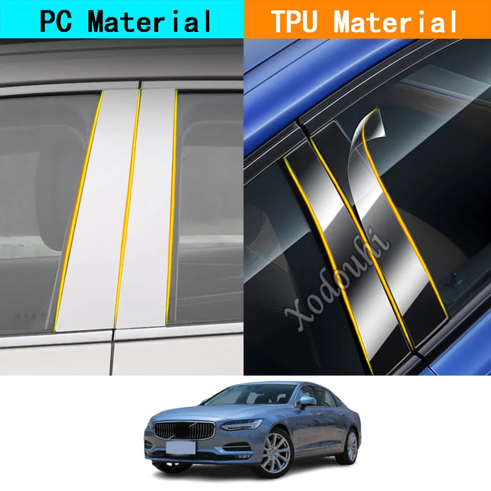 

Автомобильный ТПУ/глянцевый зеркальный столб для Volvo S90 2016 2017 2018 2019 2020 2021 2022 2023 стикеры аксессуары 6 шт.