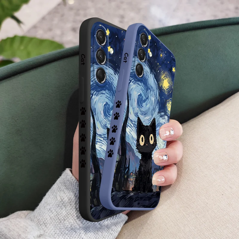 Starry Cat Phone Case - Celestial Feline Design Cover