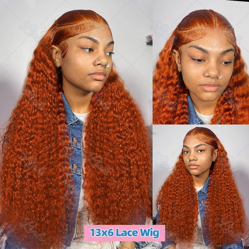 Links Orange Ginger Deep Wave 13x6 HD Lace Frontal Human Hair Wigs 30 Inch Loose Water Culry 13x4 Lace Front Wig For Women lace front wig human hair wigs human hair wig front lace wig