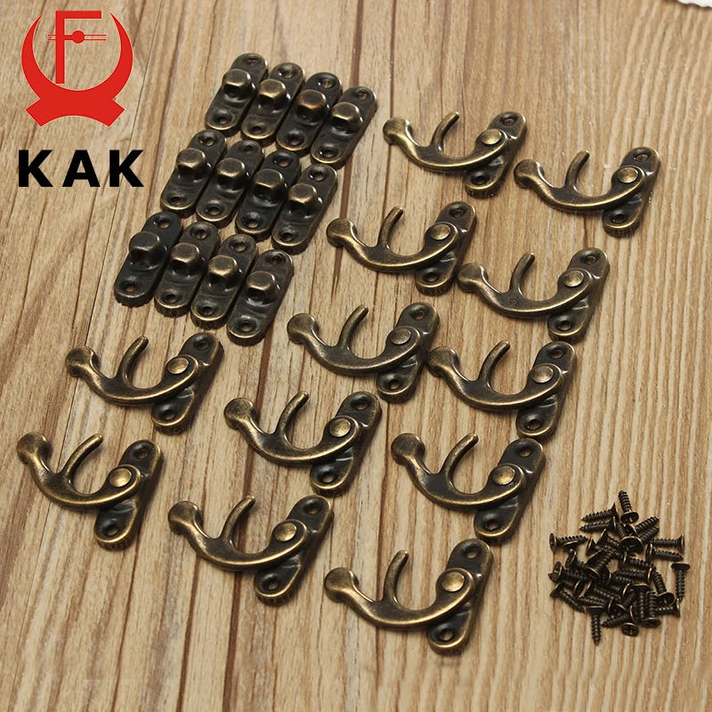 KAK 12pcs 34x28mm Antique Bronze Iron Padlock Hasp Hook Lock For Mini Jewelry Wooden Box With Screws Furniture Hardware