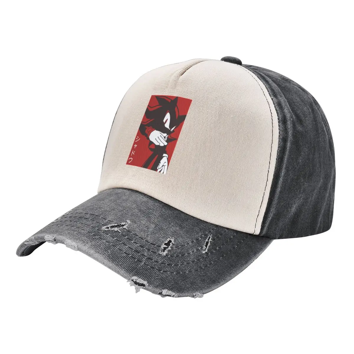 Normale Black Shadow Hedgehog Anime Manga Style Sfondo Rosso Un Cappello Da Baseball Lavato