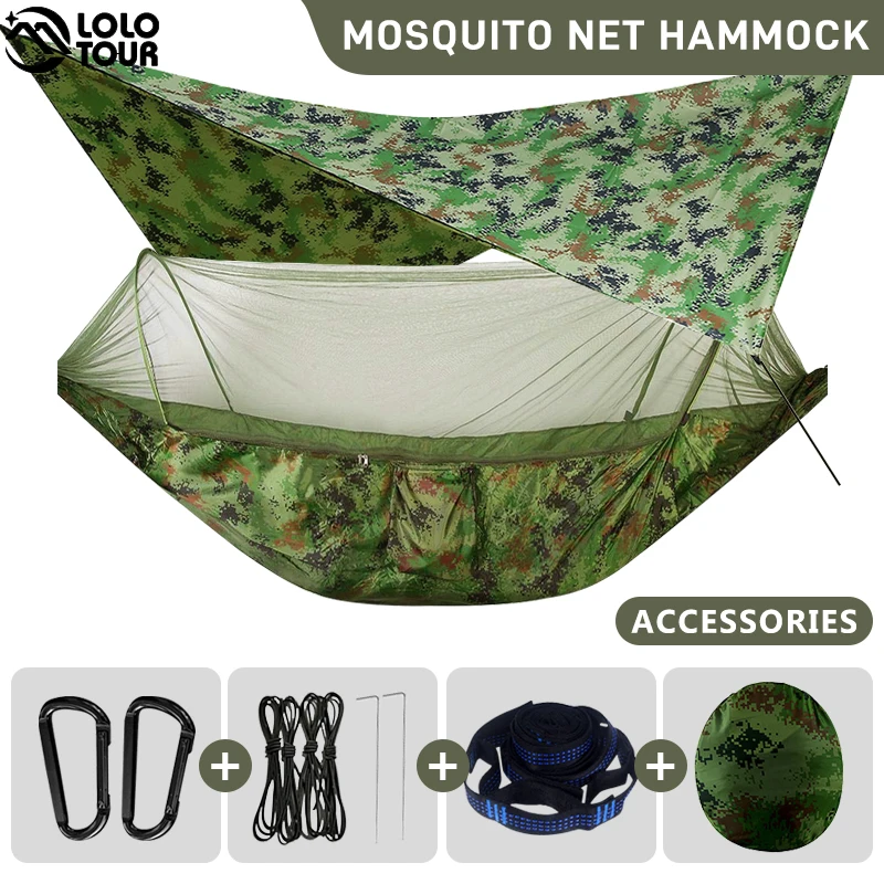 Camping Hammock with Mosquito Net and Rain Fly Portable Double Hammock with Bug Net and Tent
