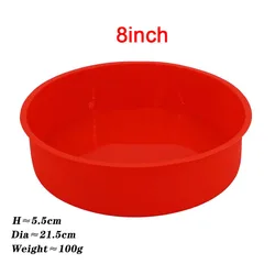 Silicone Nonstick Round Cake Mold for Baking, Pastries, and Desserts (4-10 Inch) (Red 8inch)
