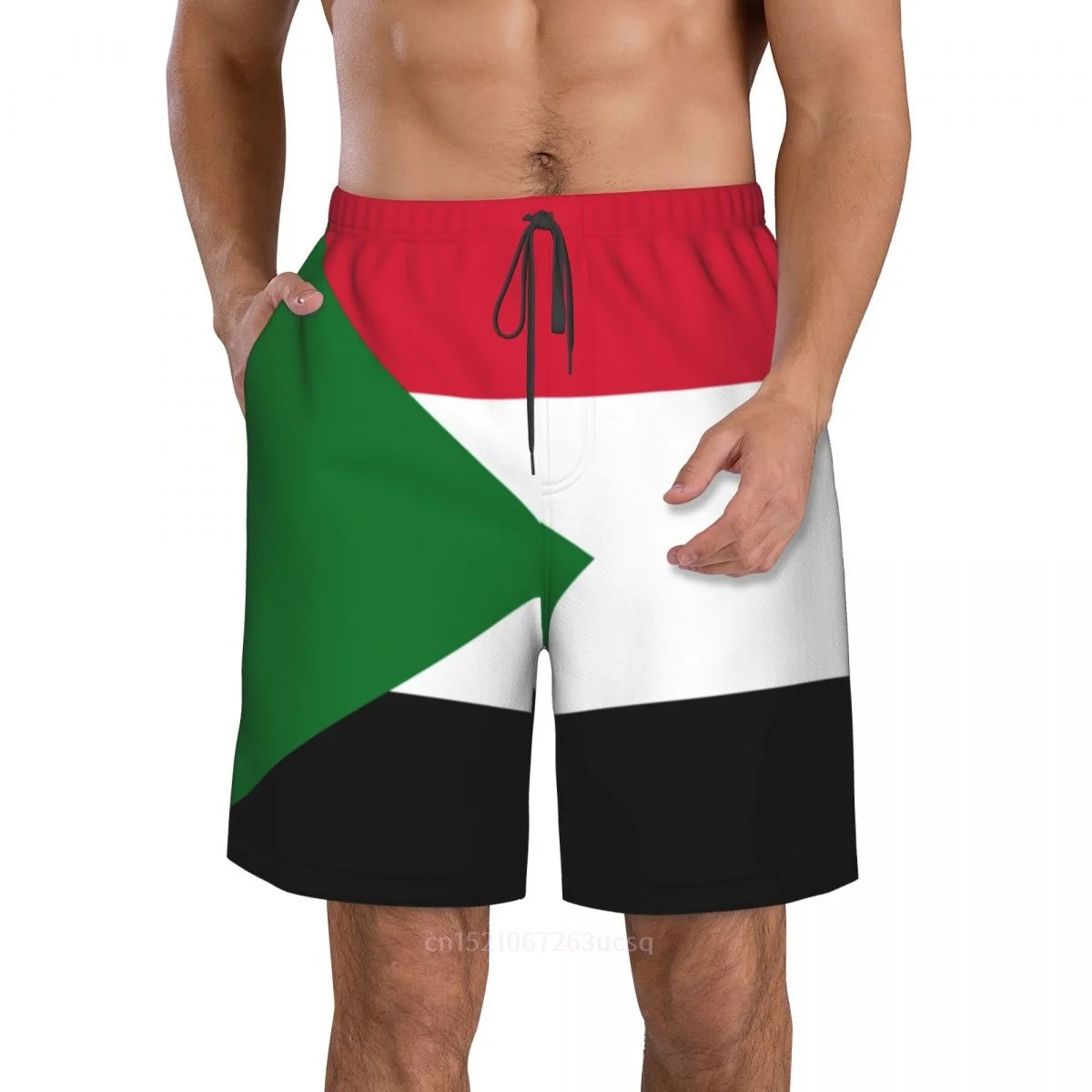 2025 Summer Polyester SUDAN Country Flag 3D Printed Men's Board Shorts Beach Pocket Running Summer Pants 2
