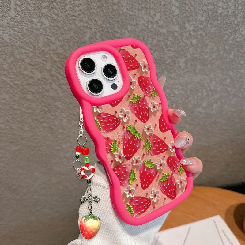 Colorful Strawberry Pendant Phone Case Cover