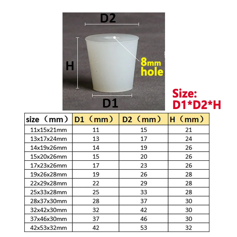 Conical Silicone Stopper With Hole/Solid Airlock Valve Silicone Plug Fermenter Cover Test Tube Tapered Brew Wine Bottle Stoppers