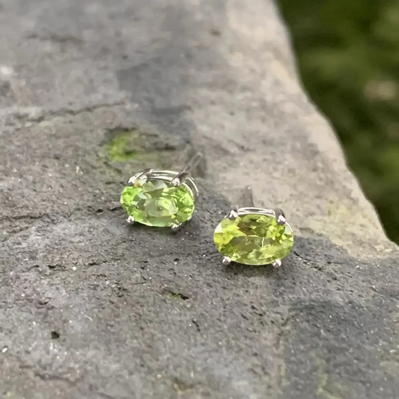 Natural Peridot 925 Sterling Silver Stud Earrings For Women Jewelry Gift Simple Peridot Jewelry Green