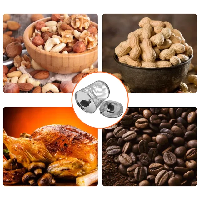 Rozsdamentes Acél Rotisserie Sütő Kosár Tartós Sült Csirke Villák Pörkölő Diófélék Dió Kávébab - Image 4