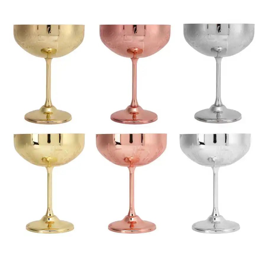 Description Picture 4 of itemMetal Glass 304 Stainless Steel Goblet Engraved Bar Party Red Wine Cup Decorative Cups