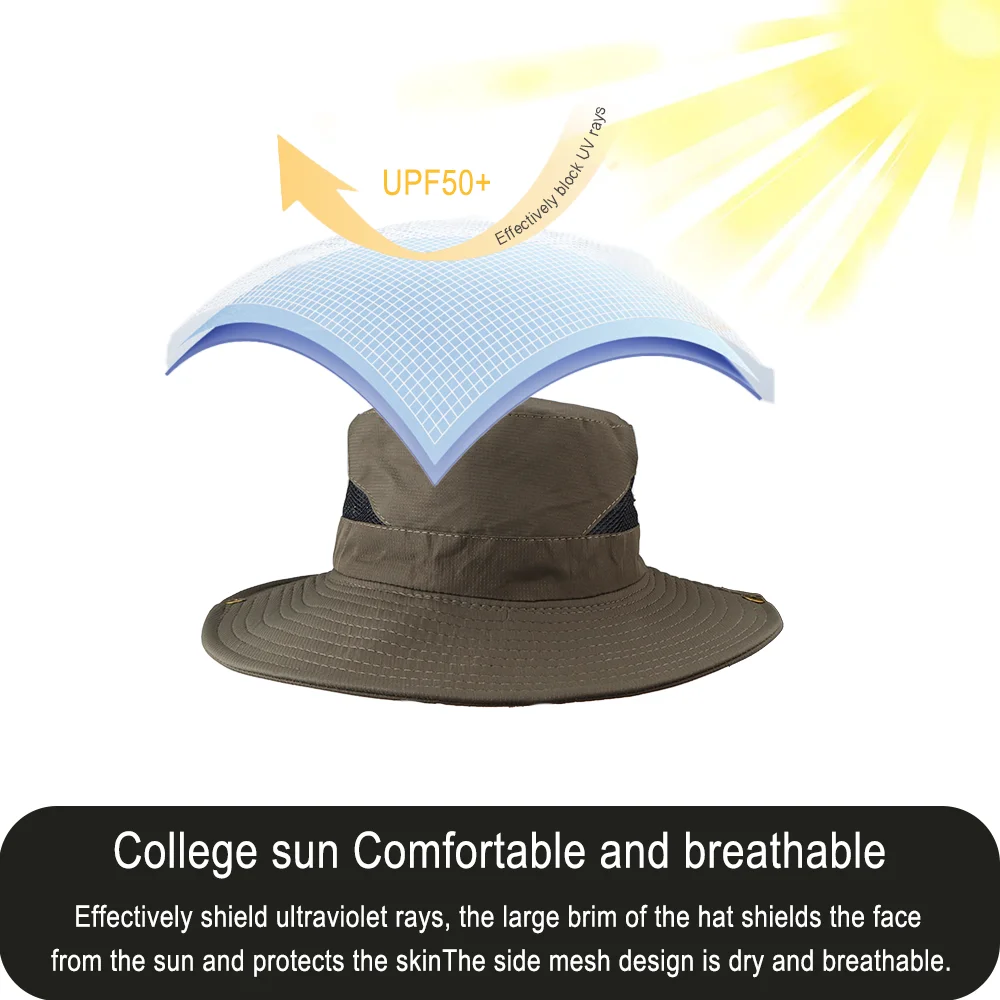 Aettechgd Bucket Hats Men Flat Sun Protection Breathable Sun Hat Large Wide Brim 2023 Outdoors Ventilate Sun Helmet Relaxation 6