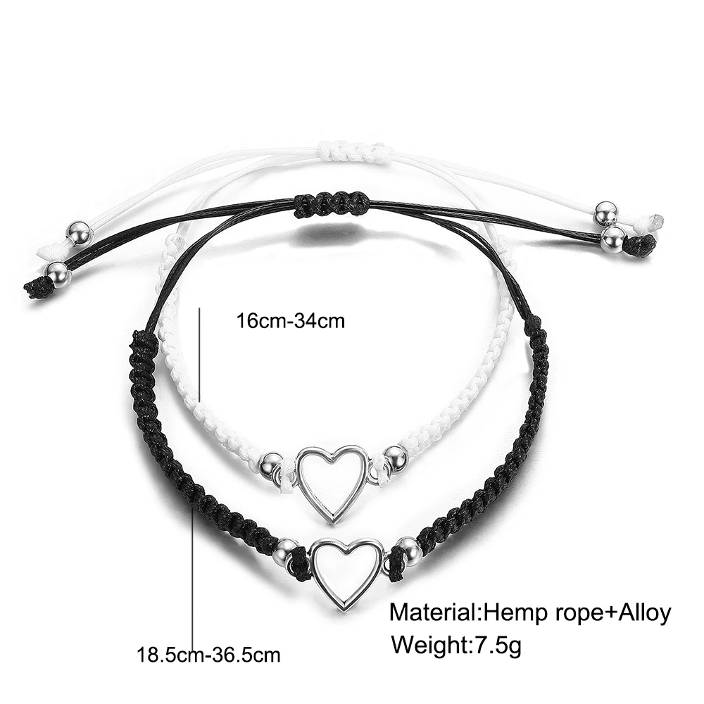 Bracelet Jewelry Love Heart Couple Bracelet For Lover Women Men Hand Crafted Adjustable Rope Friends Relationship Matching Bracelets Jewelry Gift