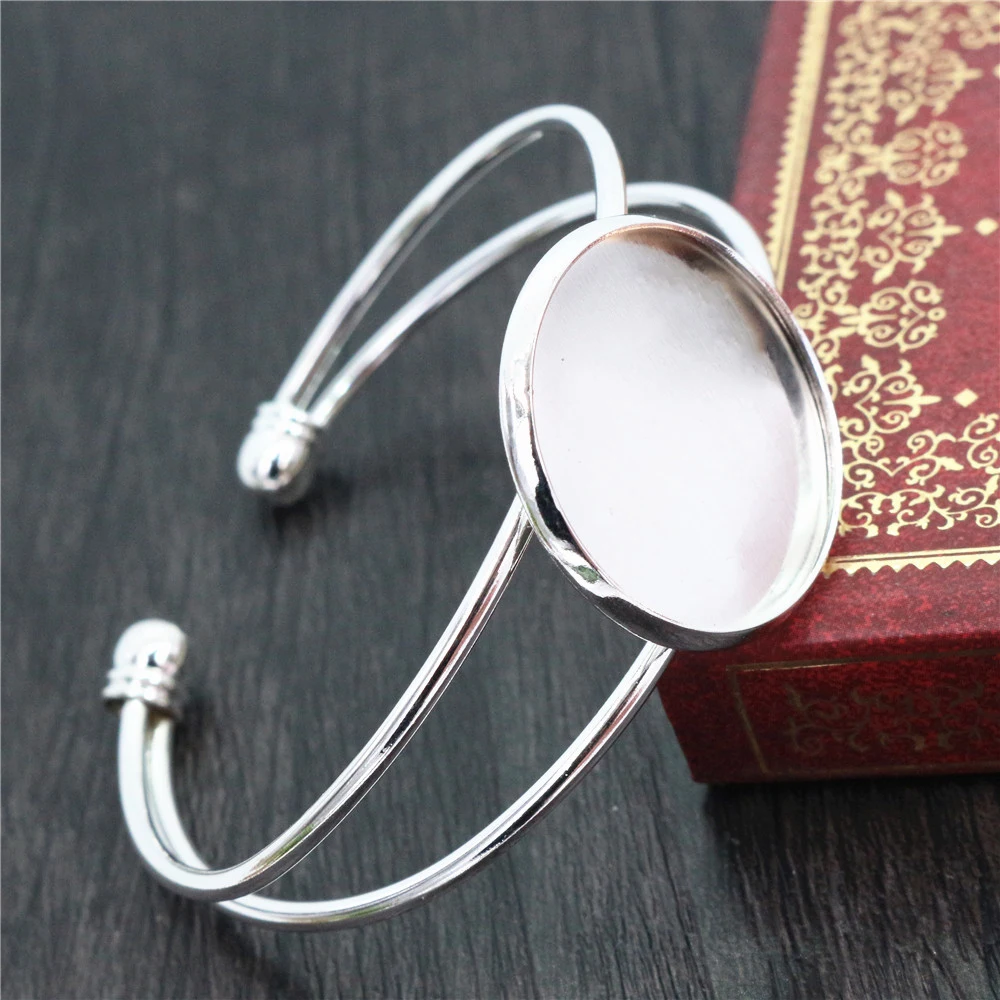 Elegant Plated Bangle Base with Multi-Color Options and Cabochon Setting