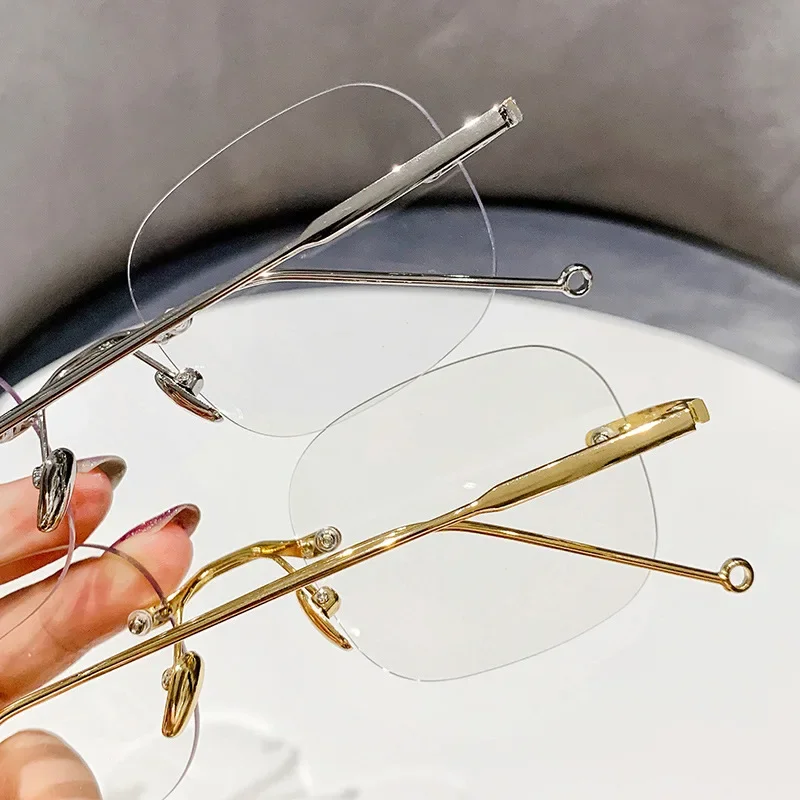 Unisex Fashion  Anti Blue Light Glasses Clear Glasses Computer Glasses WYB Style Rimless Eyeglasses Plain Eyewear Face Decor