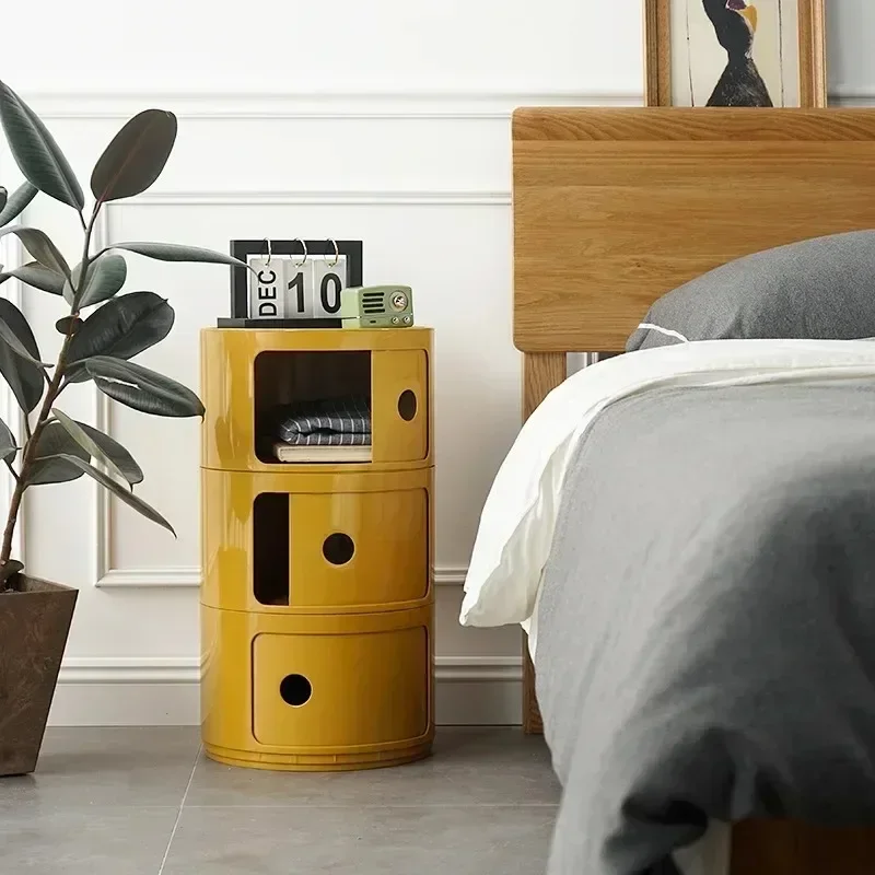 Round Multi-layer Bedside Table Simple Modern Creative Plastic Storage Cabinet Small Side Cabinet Living Room Storage plastic storage cabinet