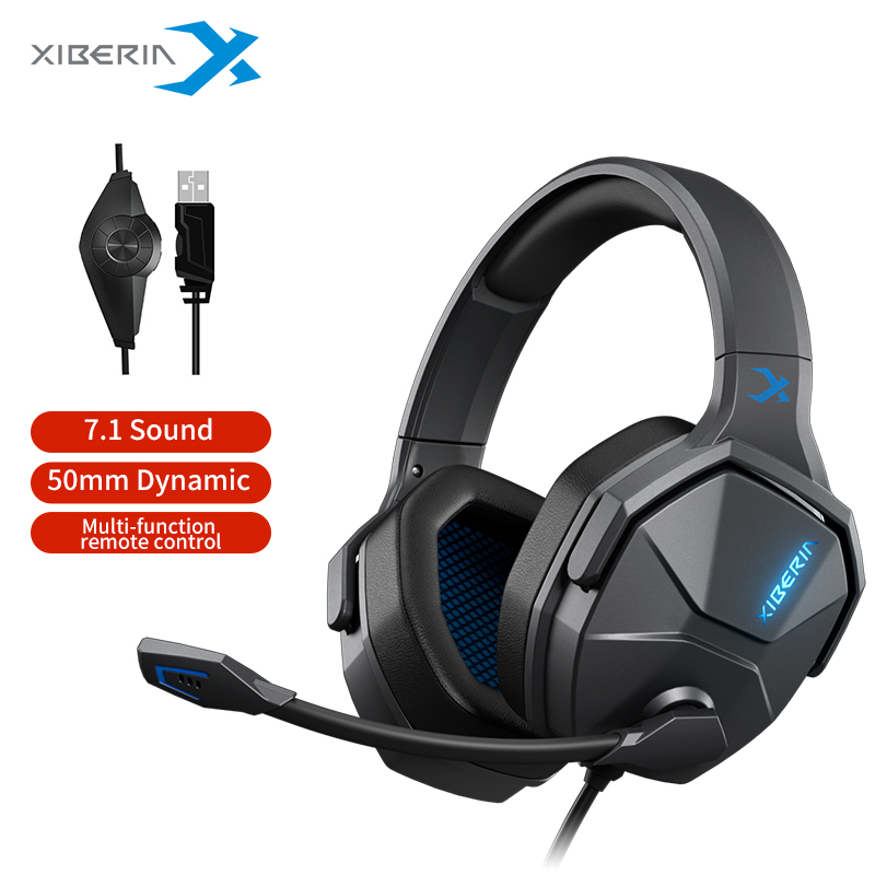 XIBERIA V13 Gaming Headphones for PC/PS4/Xbox/Switch, 7.1 Wired Headset Gamer with ENC Mic USB/3.5mm