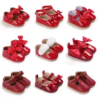 New Fashion Newborn Red Baby Shoes Non-slip Cloth Bottom Shoes For Girls Elegant And Noble Leisure Baby First Walking Shoes 1