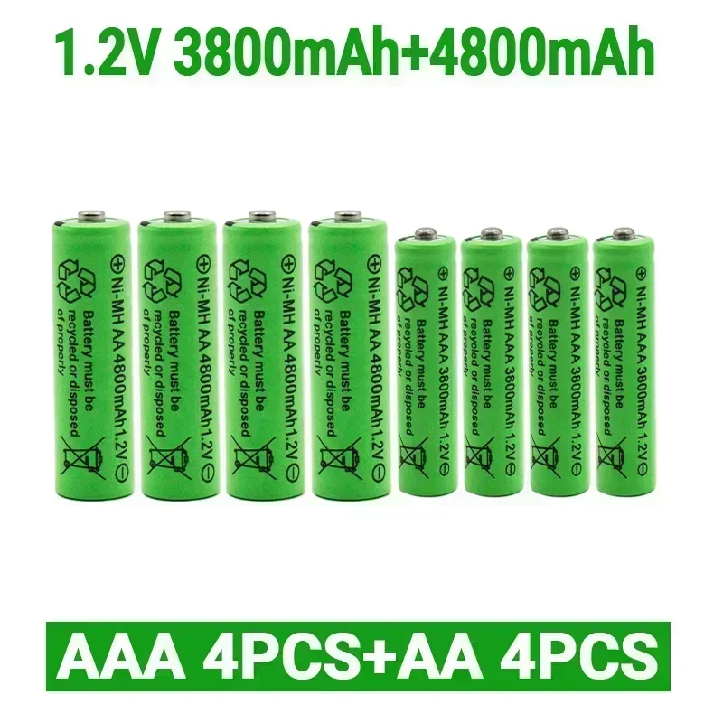 1.2V AA 4800mAh NI-MH Rechargeable Batteries+1.2 V AAA 3800 MAh Rechageable Battery NI-MH Battery 2