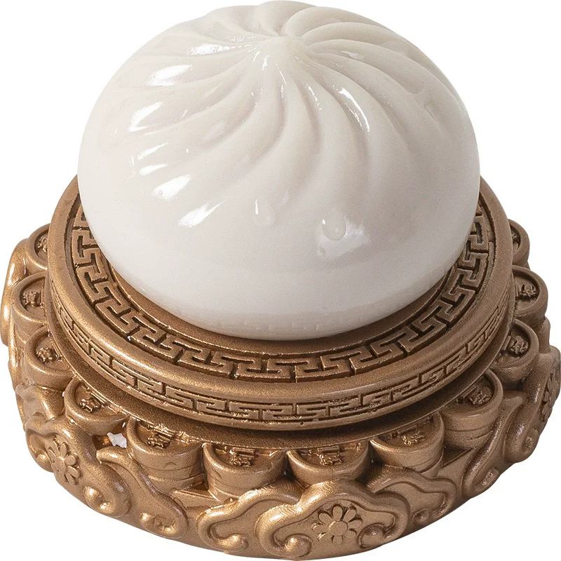 Color Changing Bao Bun Tea Pet, "Luck in Turn" Steamed Bread Ornament, Raisable Ceramic Decor for Tea Table, Tea Set Accessory