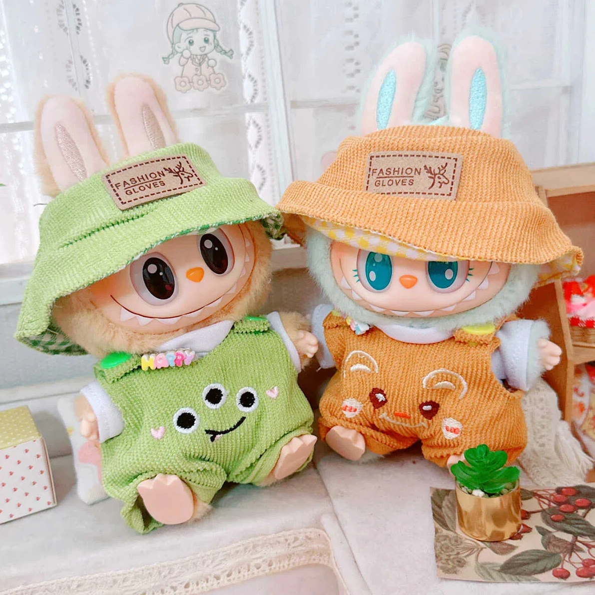Labubu 17cm Cute Mini Plush Doll Clothing Toy Korean Kpop Idol Doll Work Clothes Set Bear Clothing Children's Gifts In Stock