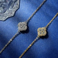 Bracelet trèfle à quatre feuilles porte-bonheur pour femme, en moissanite D-Color VVS1 certifiée Rrjzz, imitation diamant de laboratoire, coupe ronde 6