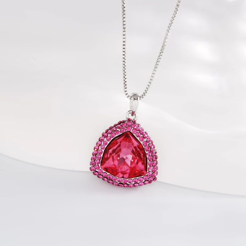 

Женское Ожерелье из австрийского стекла, свадебное роскошное треугольное ожерелье с подвеской для невесты, подарок на день рождения, бижутерия