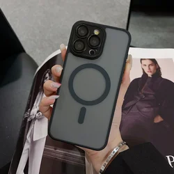 Rose Pink Magnetic Translucent Matte Camera Protector Phone Case for iPhone 16 Pro Max (Black)