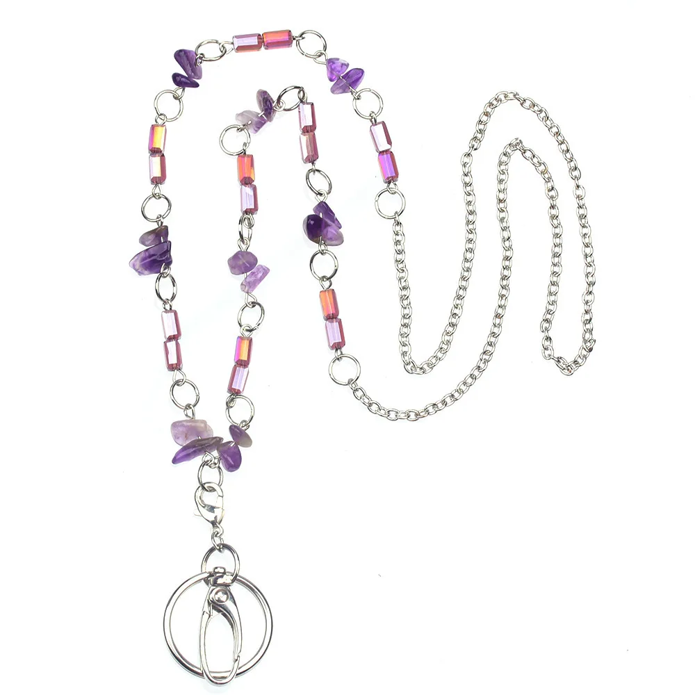Women's Stylish Blue Beaded Lanyard with ID Badge Holder