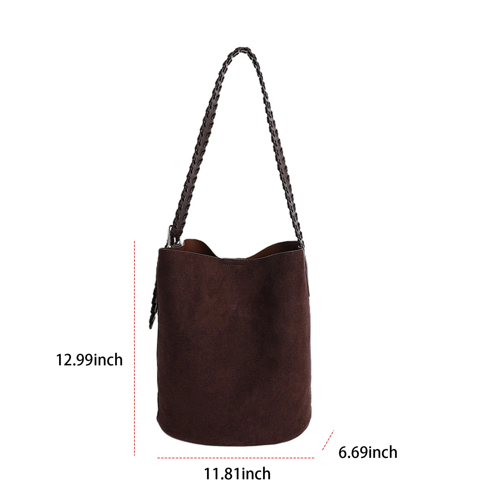 PU Single Shoulder Bag Solid Color Bucket Bag Underarm Bag Casual for Women Ladies Work Travel Commuting