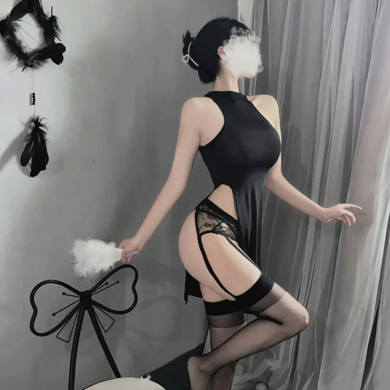 Porn Babydoll Dress Sexy Underwear For Women Cosplay Hot Sexy Bodysuit Costume Hollow Out Open Bra Lingerie Sissy Crotchless