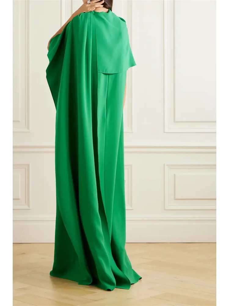 New Arrival Embellished Cape-Effect Silk Blend Crepe Evening Dress Elegant Back Zipper Floor Length Party Gowns for Women 2024