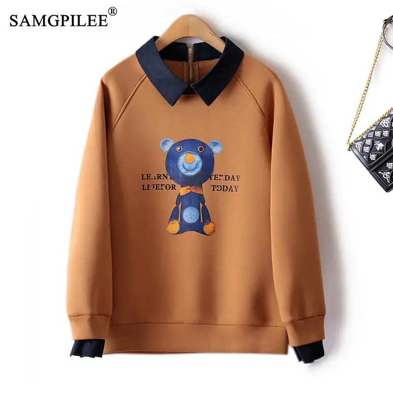 sweat-shirt-a-imprime-decale-pour-femmes-nouveau-pull-doux-a-col-rabattu-dessin-anime-faux-deux-pieces-printemps-automne-2022-2022